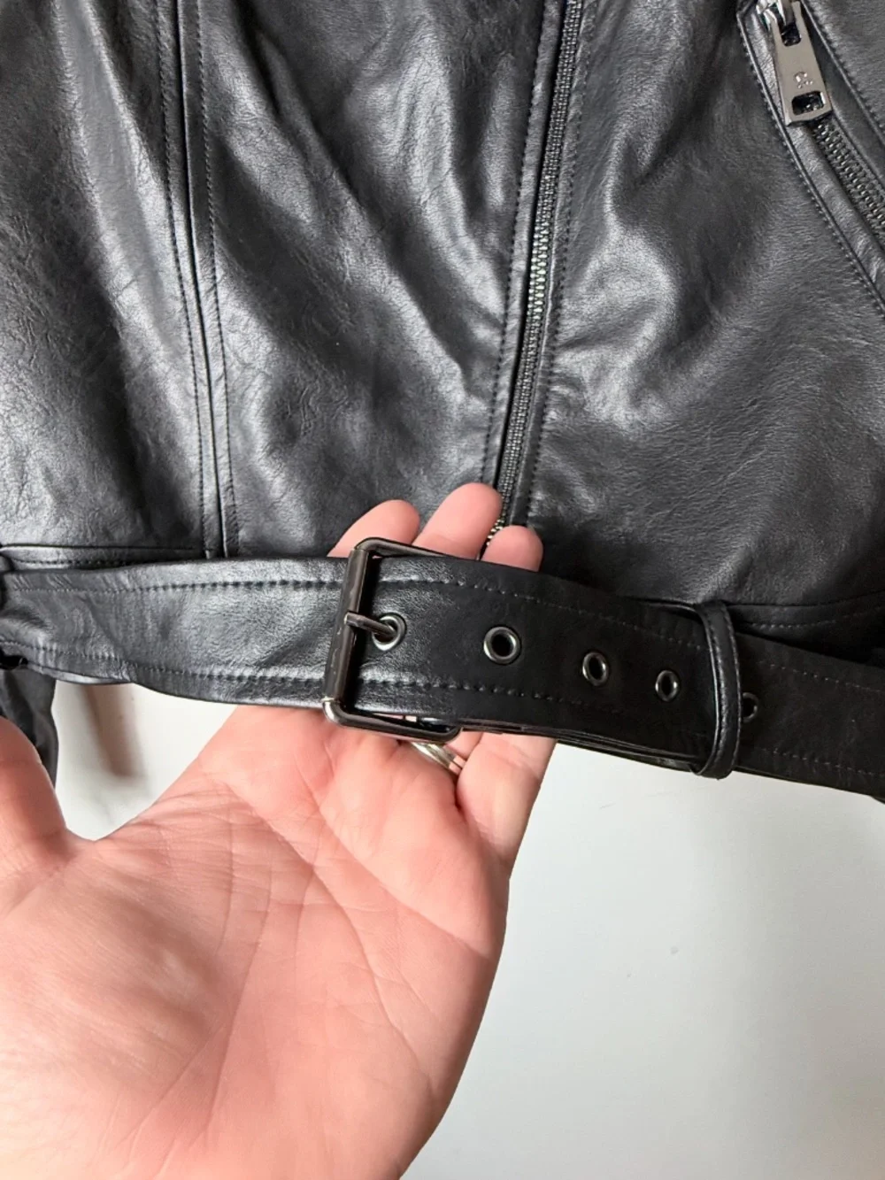 Elodie Faux Black‎ Leather Moto Jacket Size XL (M)